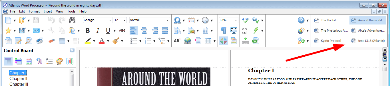 Document Bar embedded in toolbars