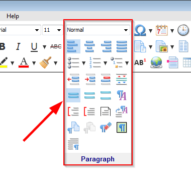 The 'Paragraph' toolbar