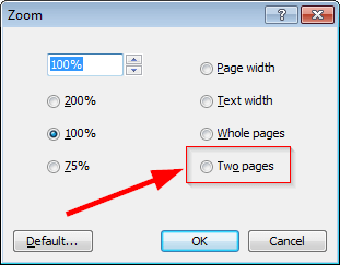 The 'Two pages' check box