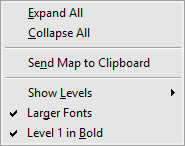 The right-click menu of the Headings panel of the Control Board