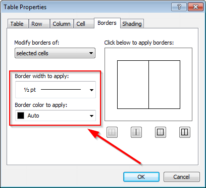 Border colors and widths