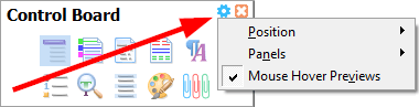 The Control Board Settings button
