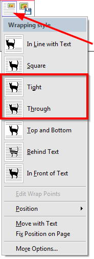 New commands of the 'Page layout' menu