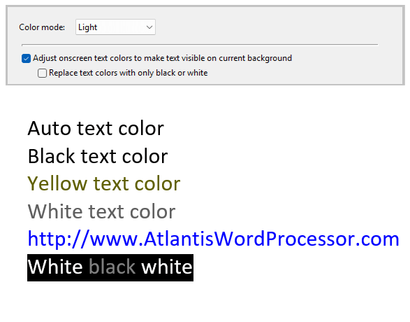 Text color adjustment example