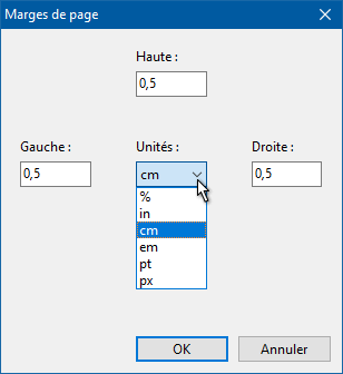 Marges de page de l'eBook