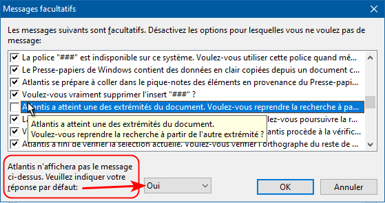 Messages facultatifs