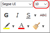 Taille de la police (Ctrl+Maj+P)