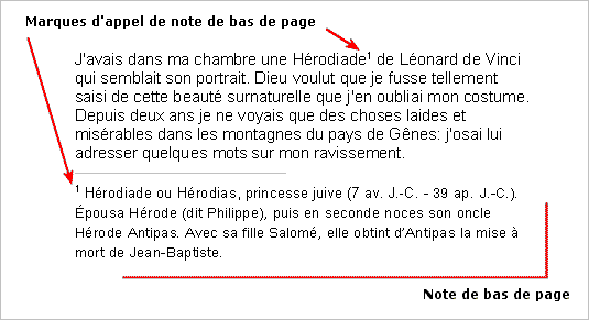 Traitement de texte Atlantis - Aide en ligne - Les notes de bas de page et de fin