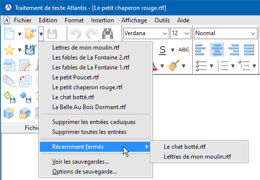 Ouvrir un document (Ctrl+O)